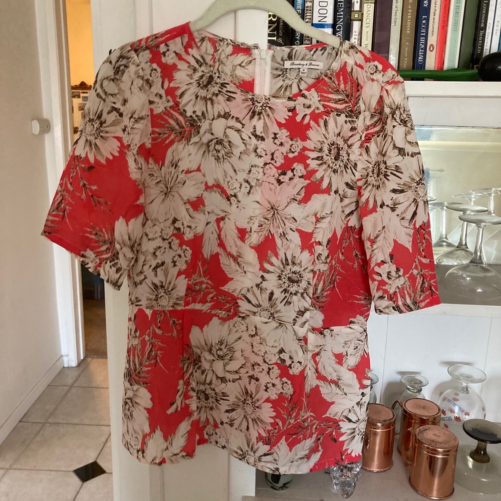 Madewell Broadway & Broome Floral Silk Peplum Top